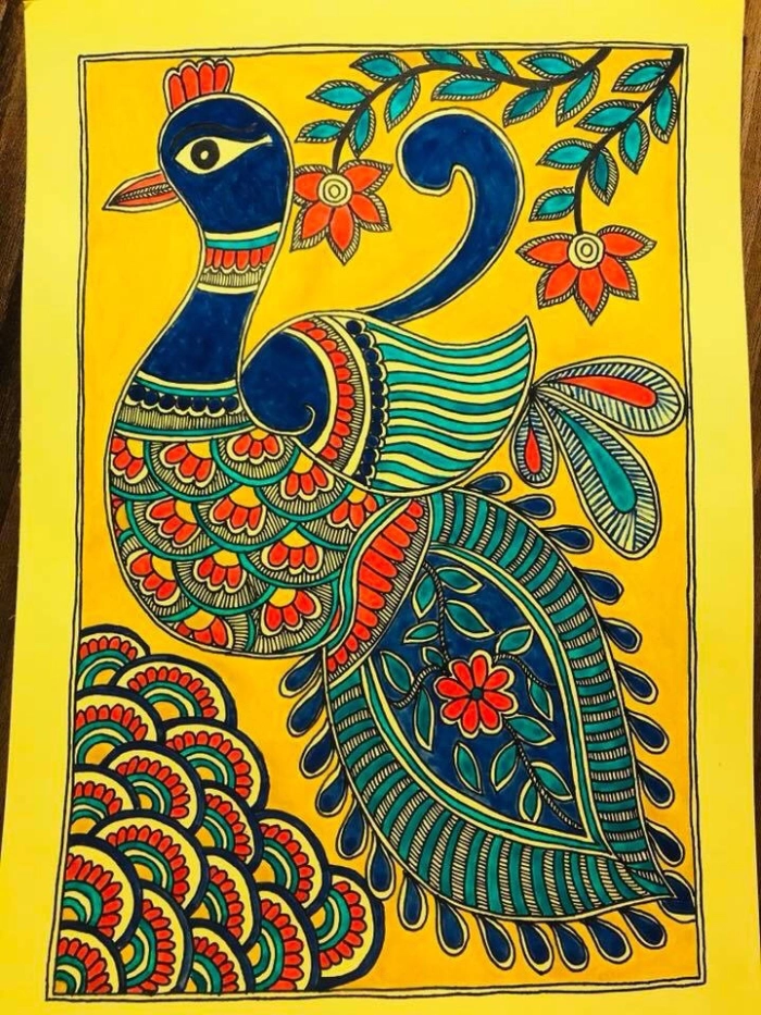 Peacock auspicious in Vastu; mithila art